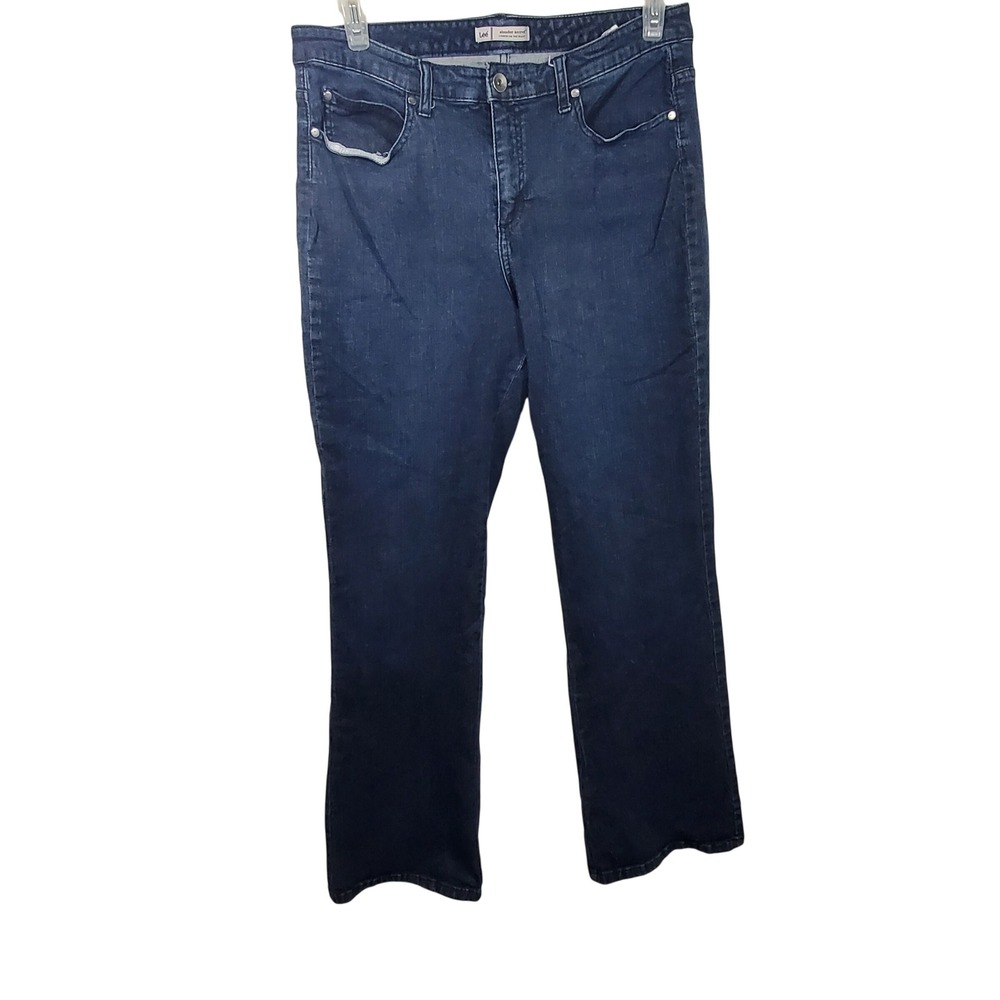 Lee Slender Secret Women's Jeans Size 16 Medium Blue‎ Embellished Pockets Denim